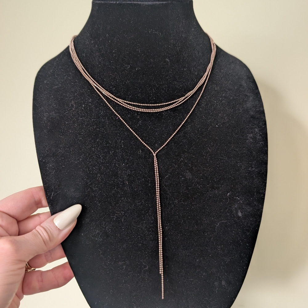 Delicate Rose Gold Layered Lariat Necklace for Women